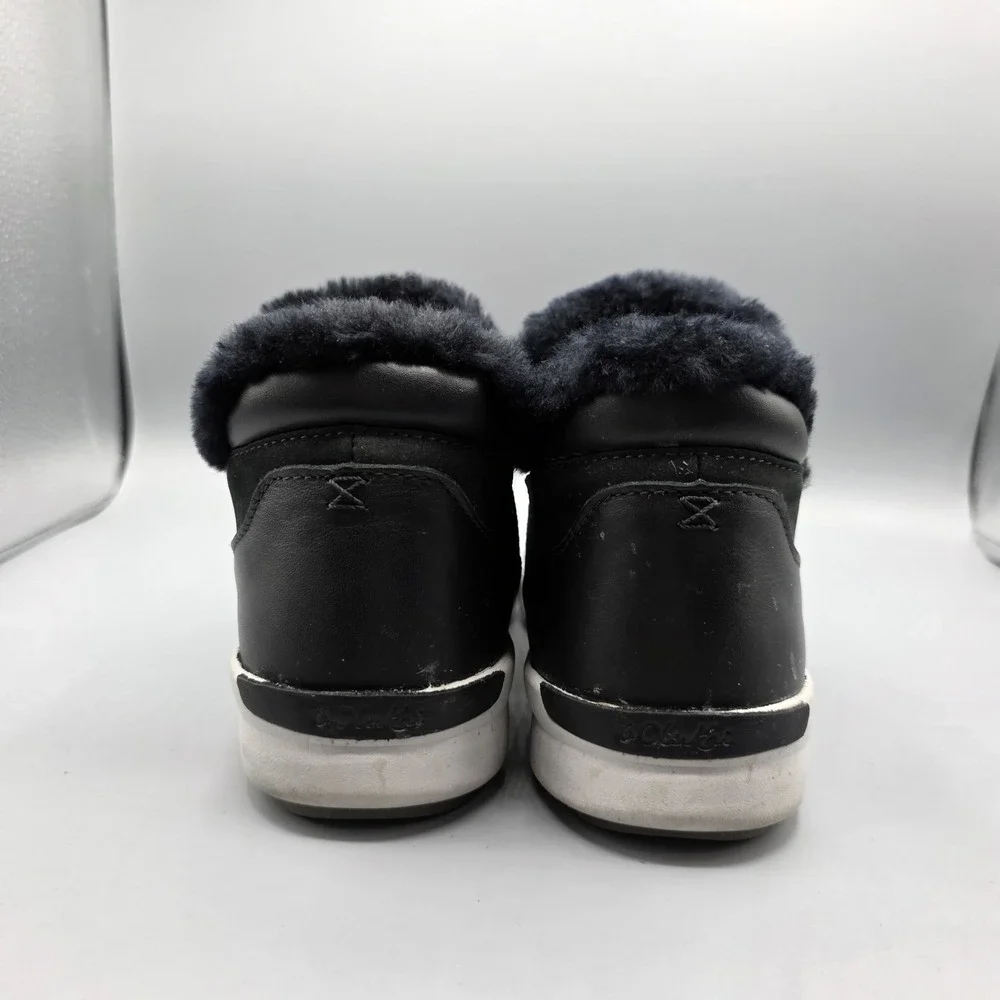 Olukai Malua Hulu Booties Womens 6.5 Black Leather Sheepskin Lined Warm Winter‎